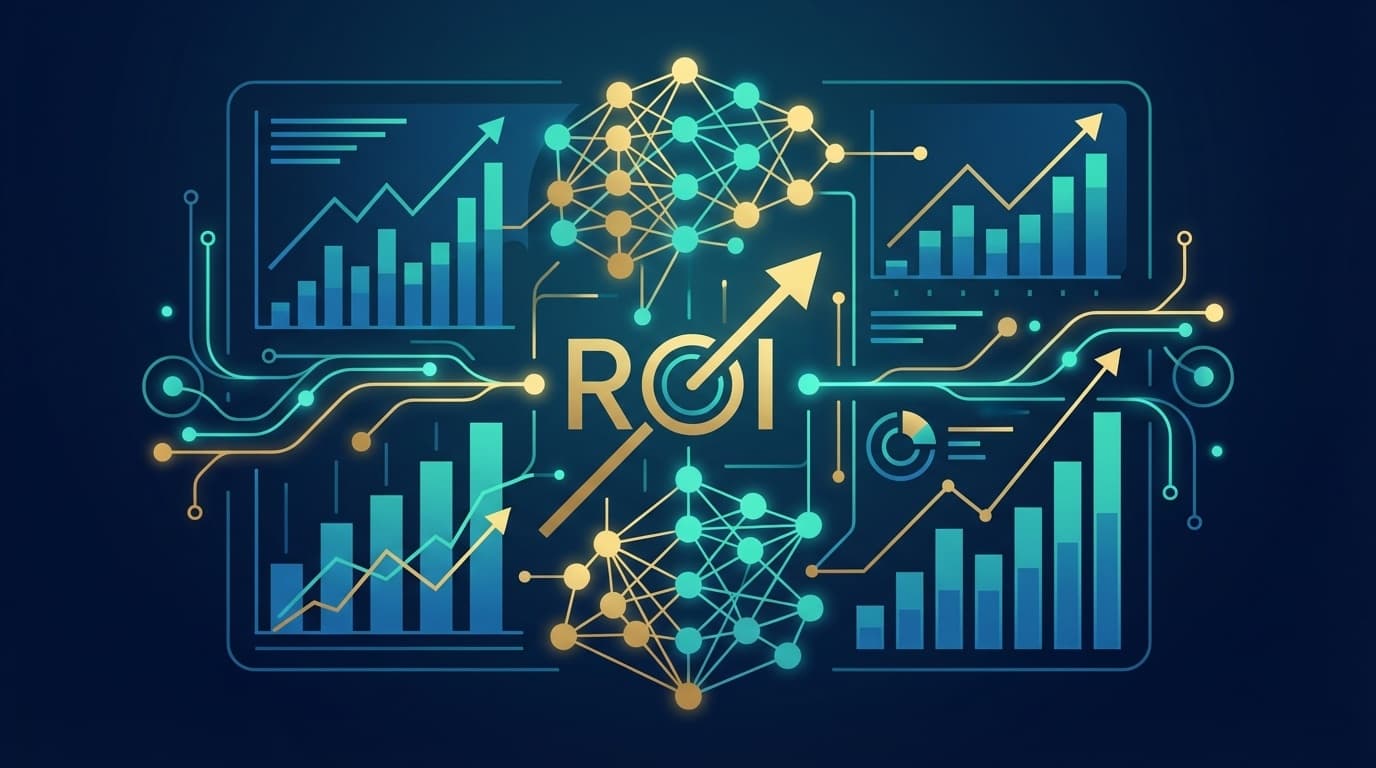エンタープライズAI投資戦略とROI分析のイメージ