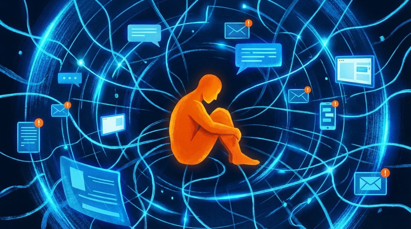 AIコンパニオンと孤独のパラドックスを表す概念図