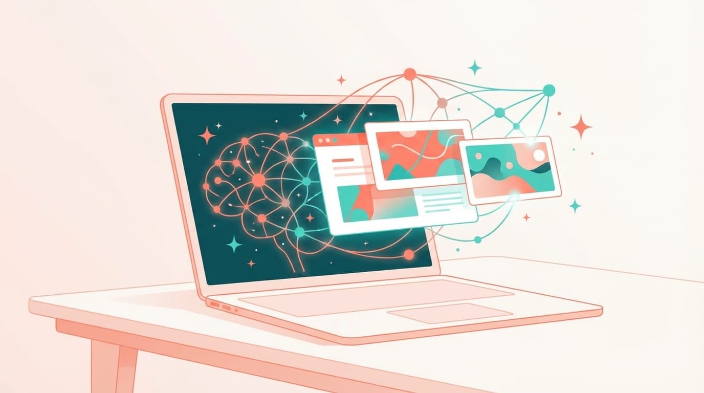 AIツールでプレゼン資料・スライドを作成するイメージイラスト