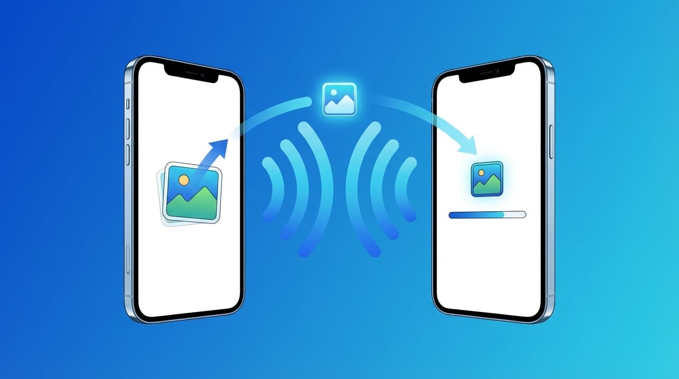 AirDropでiPhone間のファイル転送イラスト