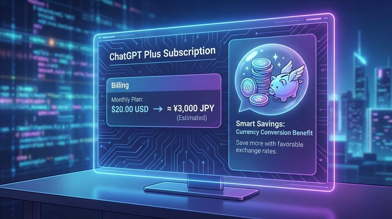 ChatGPT Plusの課金をドル建てから円建てに変更