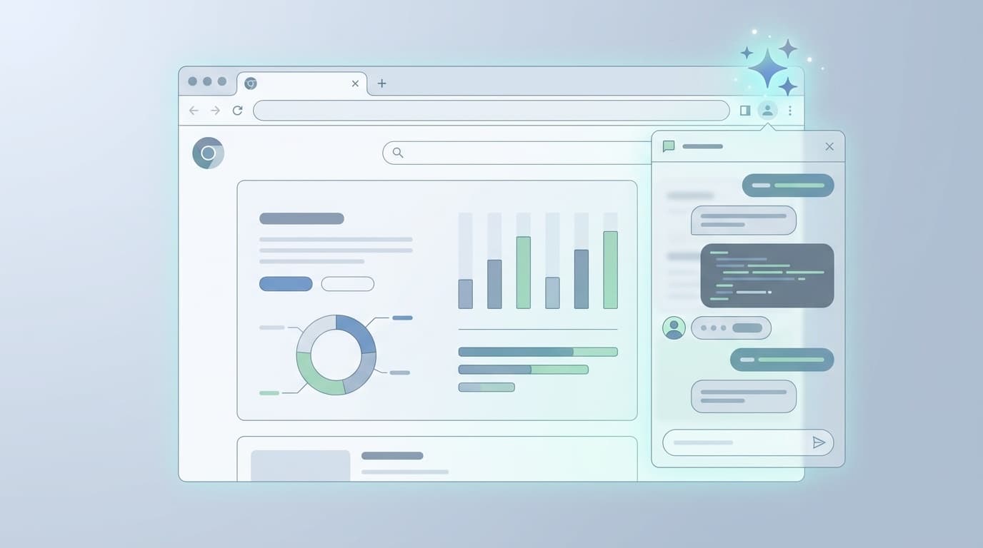 ChromeブラウザのサイドパネルでGemini AIアシスタントが動作しているイメージ
