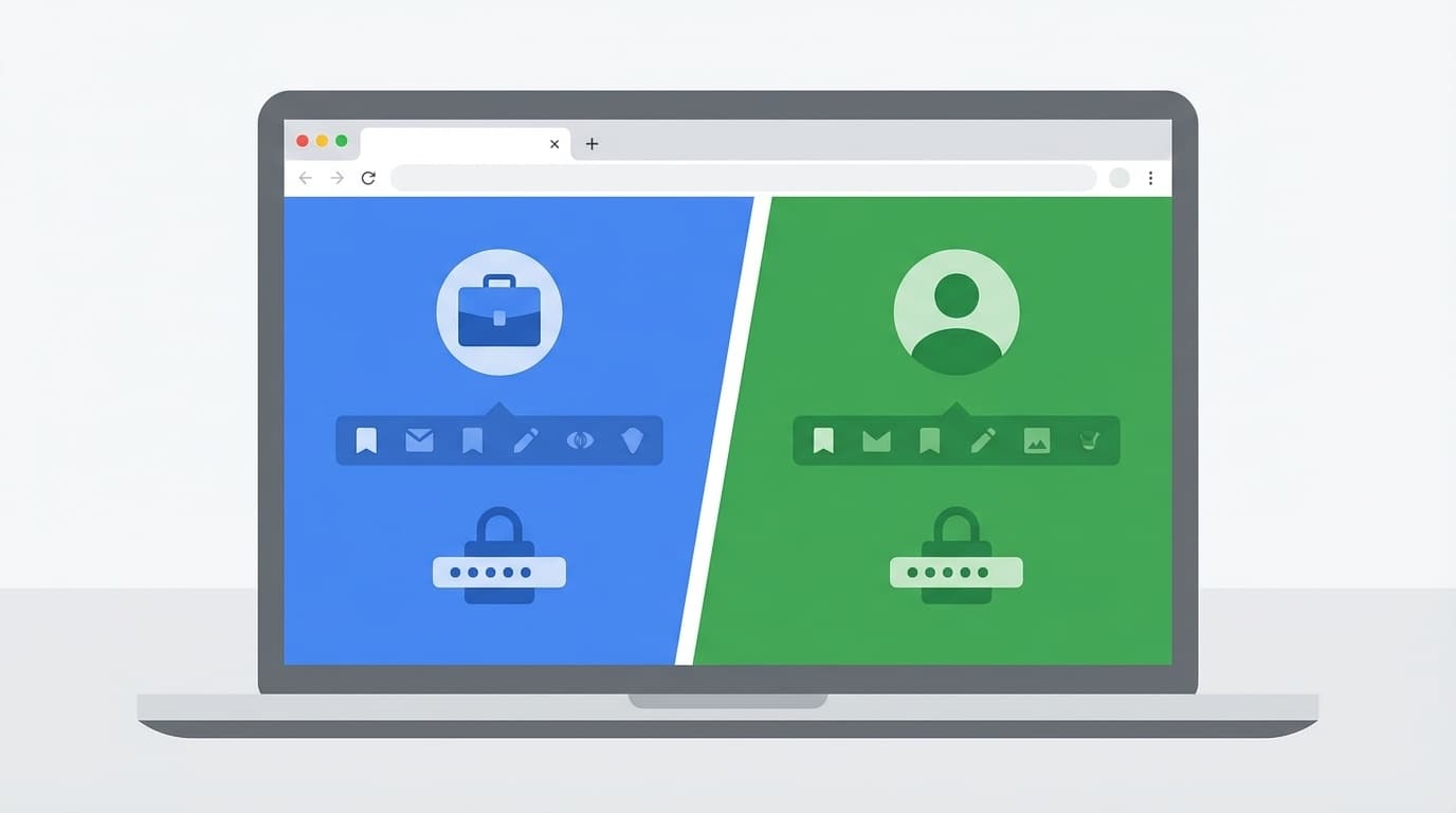 Google Chromeのプロファイル機能で仕事用とプライベート用を分けるイメージイラスト