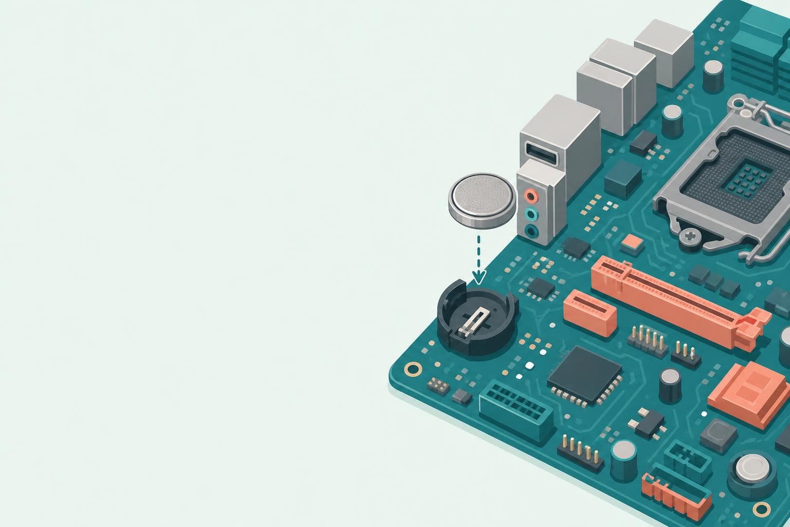 CMOS電池を交換したマザーボードのイラスト