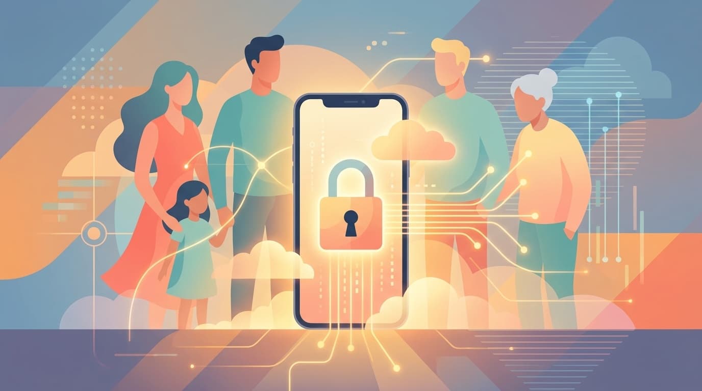 故人のスマホのロック解除とデジタル遺品の対処法を表すイラスト