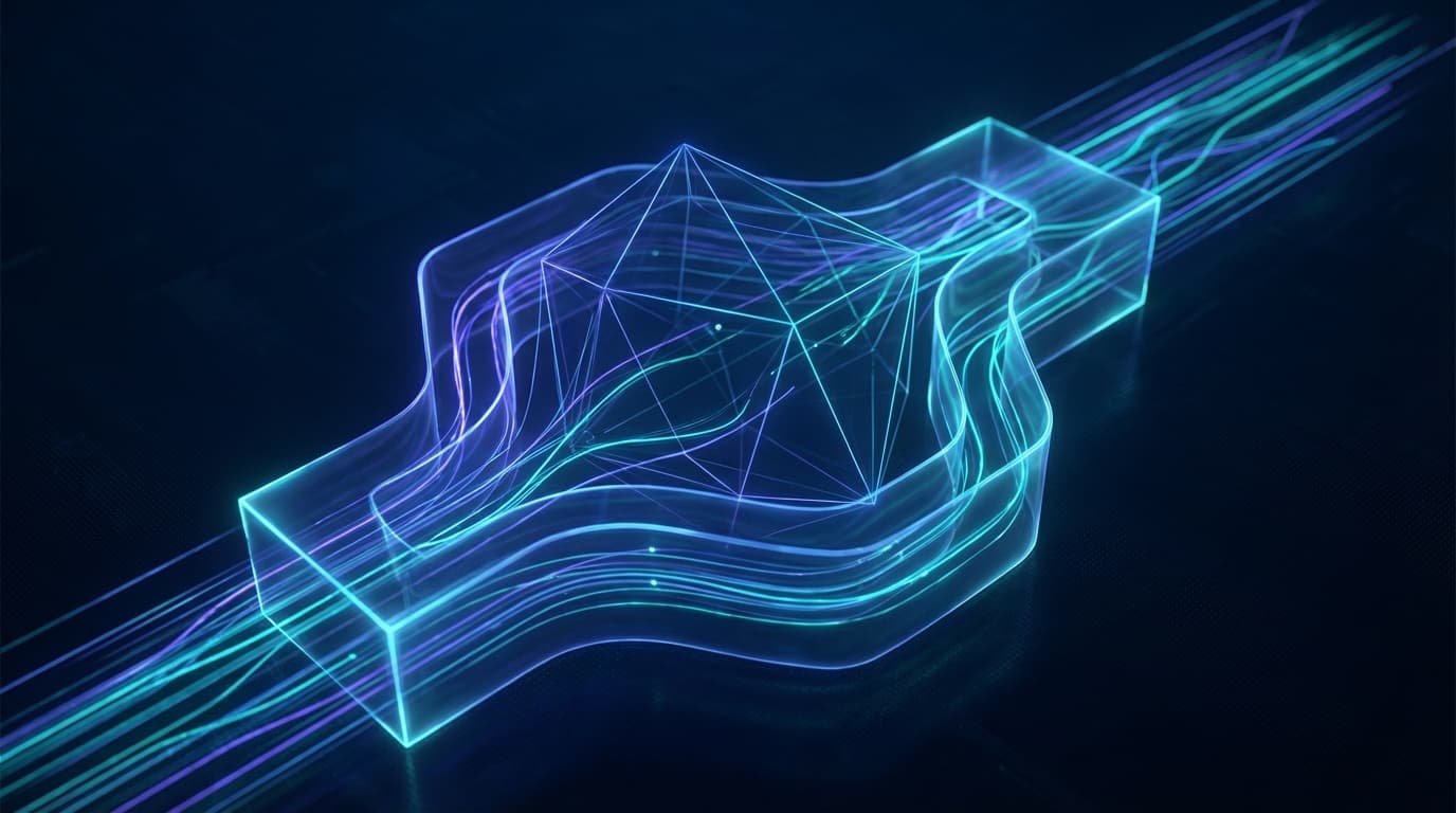 DeepSeek mHCによるニューラルネットワークの多様体制約付き接続最適化を表す抽象的なテクノロジーイラスト