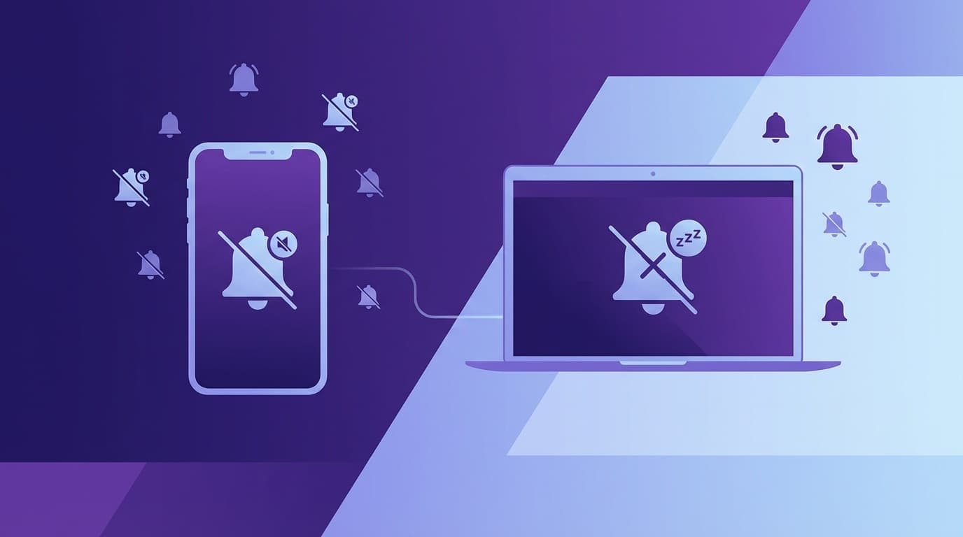 Discordの通知が来ない問題のイメージ:スマートフォンとPCに通知ベルのアイコンが表示されている