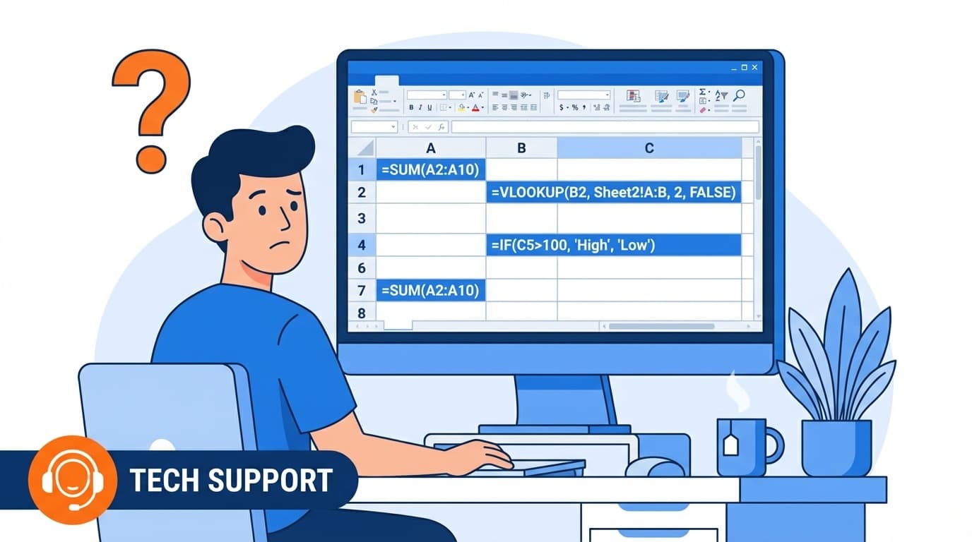 Excelの数式が計算されずテキストのまま表示される問題のイメージイラスト