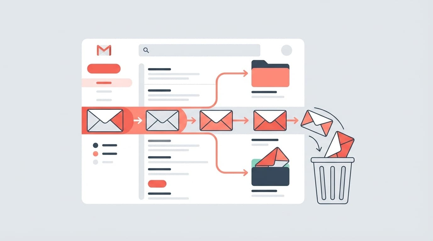 Gmailの不要メールを一括削除するイメージイラスト
