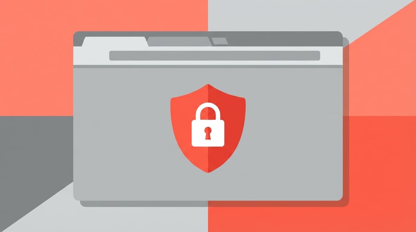 ブラウザ画面にSSL証明書エラーの警告シールドが表示されているイラスト