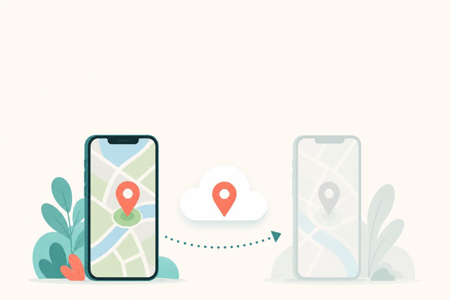Googleマップのタイムラインのバックアップで特定のスマホが表示されない状態のイメージ