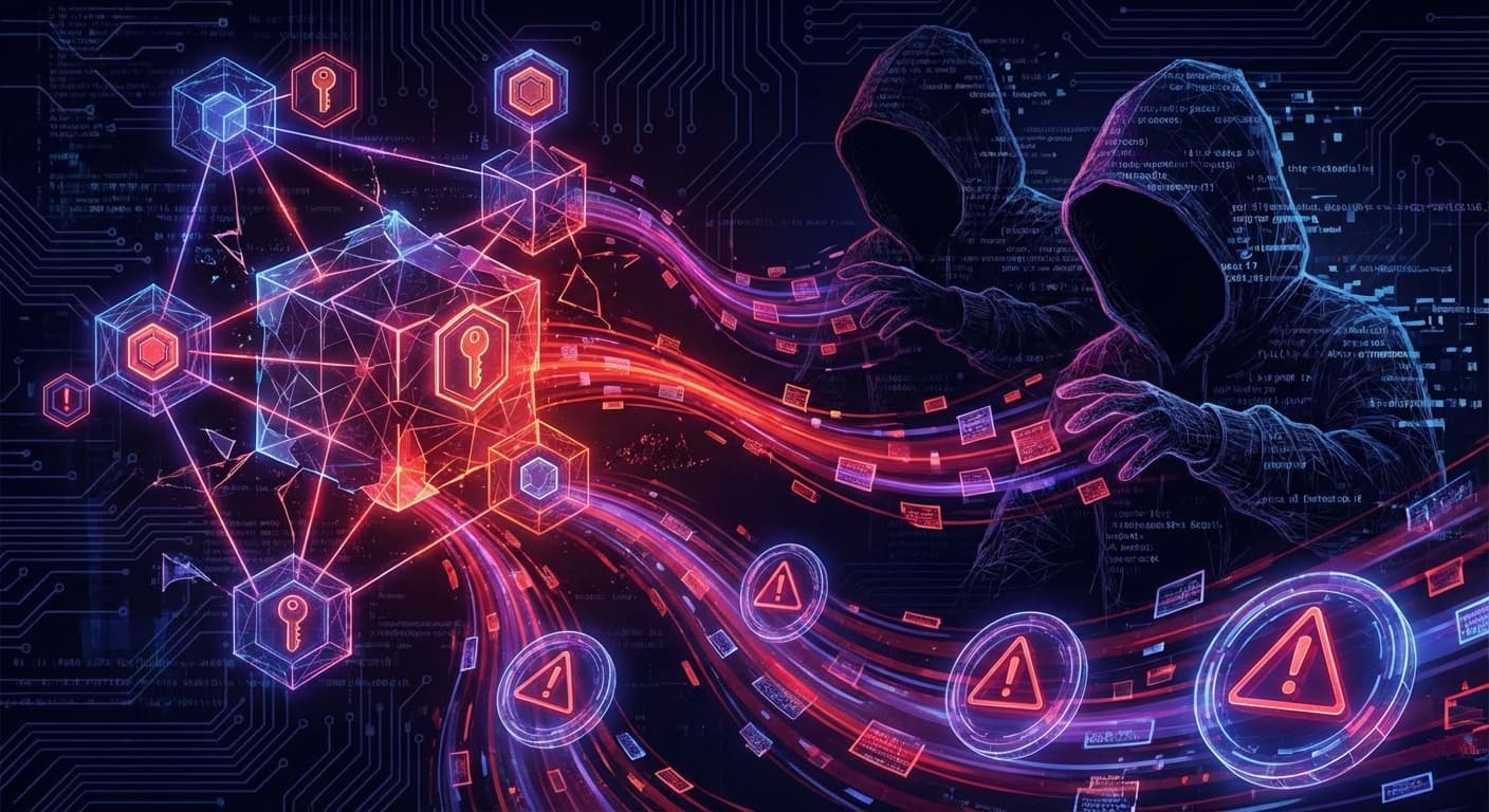 Infostealerによる認証情報窃取を示すサイバーセキュリティ概念図