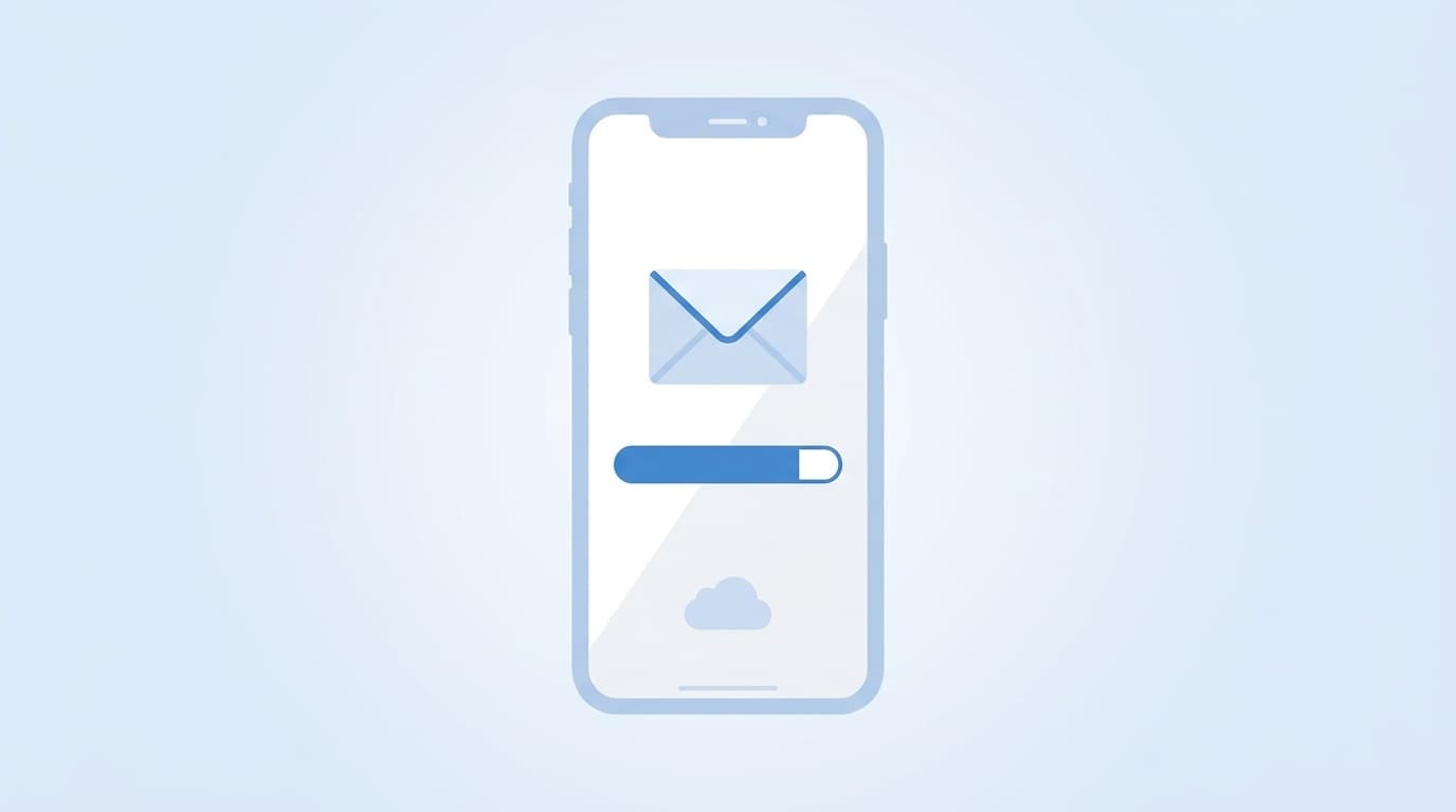 iPhoneのメールアプリのストレージ容量が圧迫されている様子のイラスト