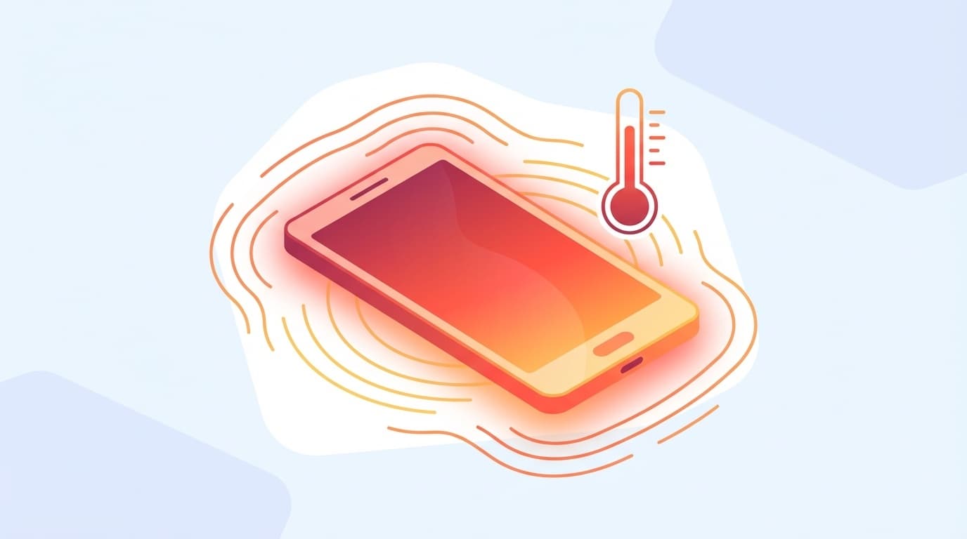 iPhoneが発熱して熱くなっている様子のイラスト