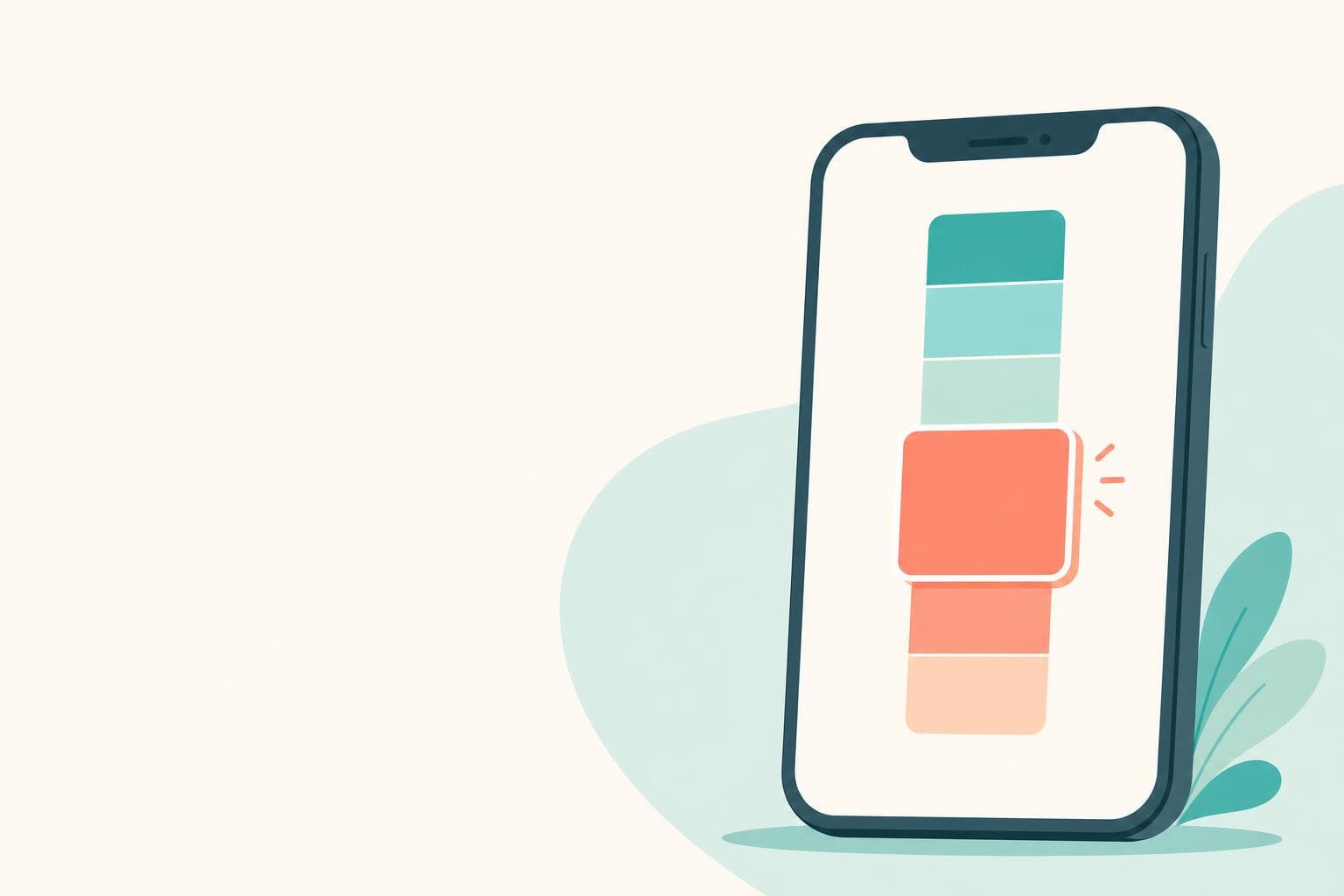 iPhoneのストレージ使用量を表す棒グラフ風のイラスト