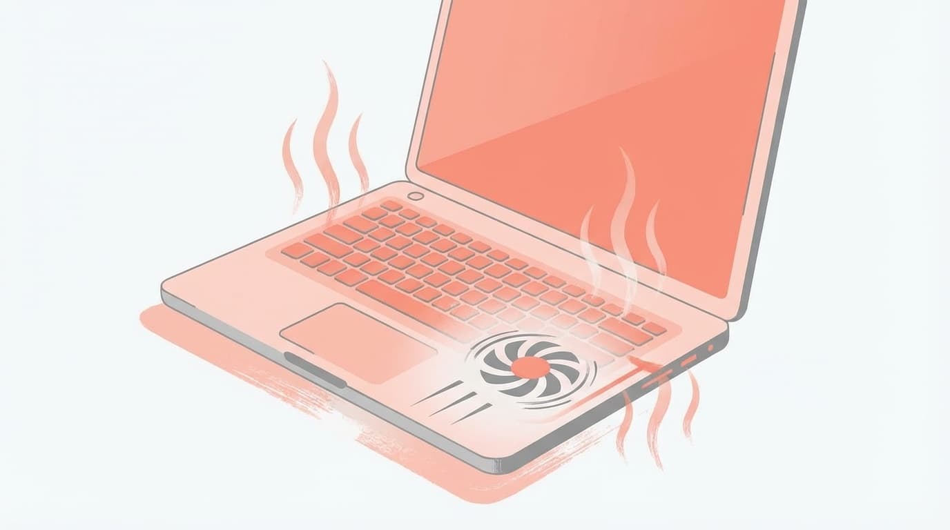 ノートパソコンのファンと排熱のイメージイラスト