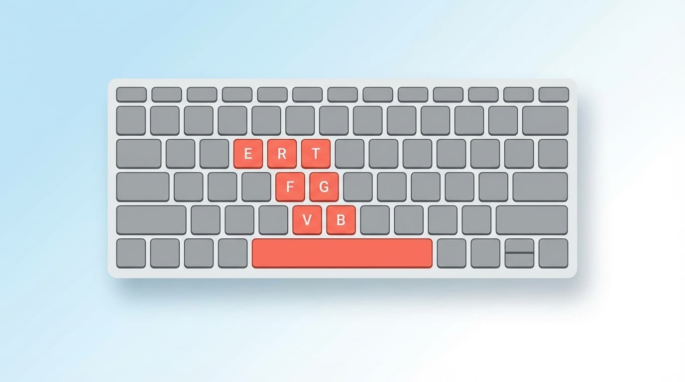 ノートPCのキーボードで特定のキーが反応しない様子を表したイラスト