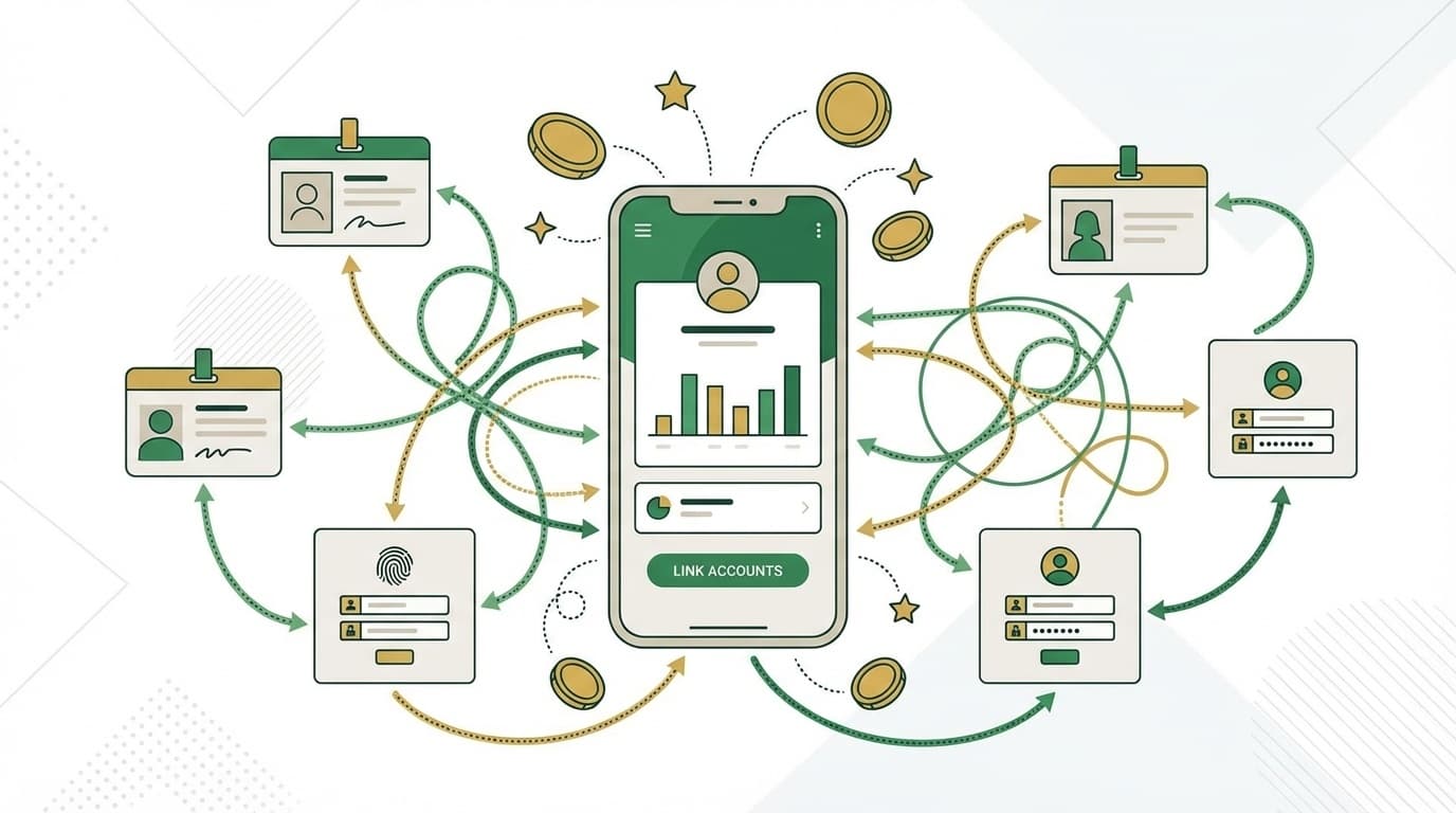 スマートフォンの銀行アプリ画面とポイント連携のイメージイラスト