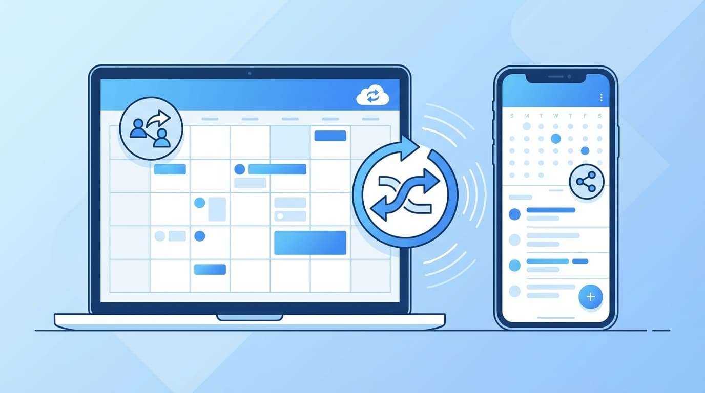 Outlookの予定表が同期されない・共有カレンダーが表示されないトラブルのイメージ