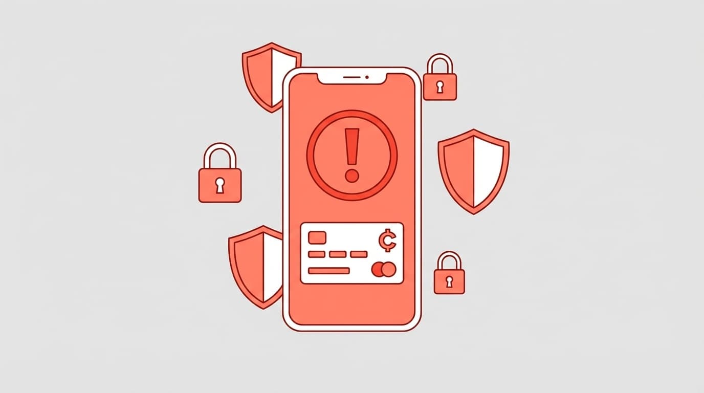 PayPayの不正利用を確認するスマートフォンとセキュリティアイコンのイラスト