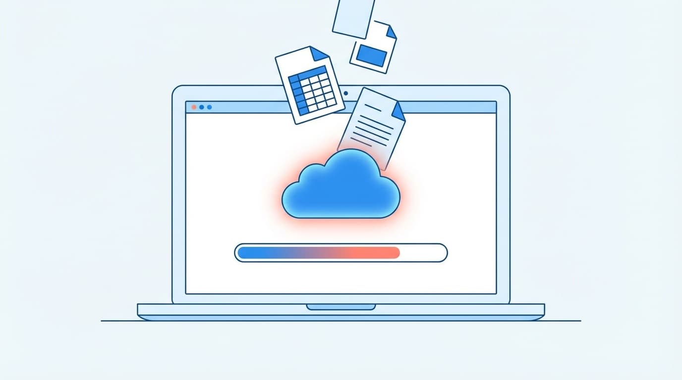 パソコンのフリーズ後にExcel・Wordの未保存データを復元するイメージ