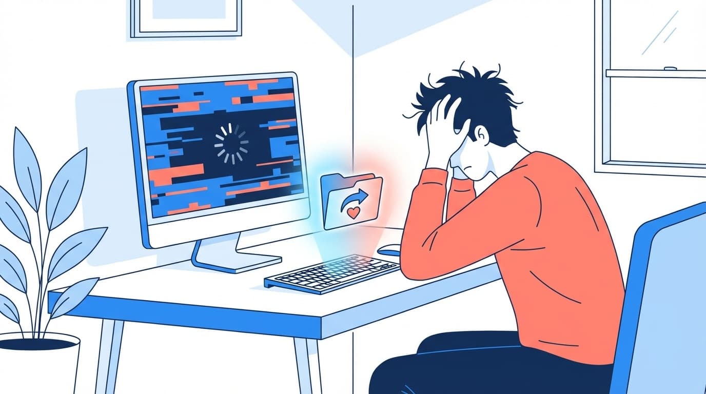 パソコンがフリーズして未保存のファイルを復元する方法のイメージイラスト