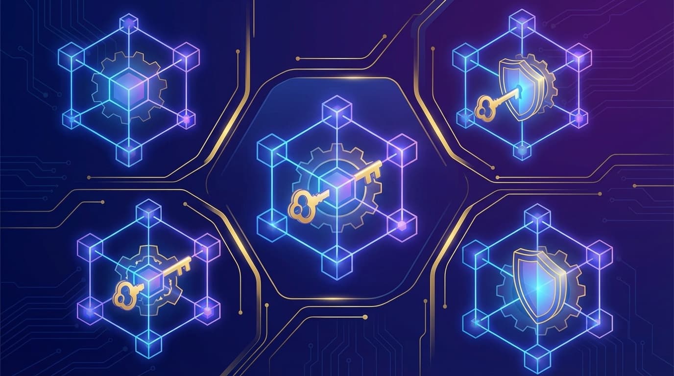 ポスト量子暗号: 量子コンピューティングと暗号化セキュリティの抽象的イラストレーション