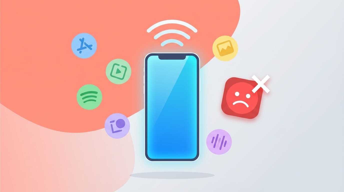 古いスマホでラジオアプリが使えないイメージイラスト