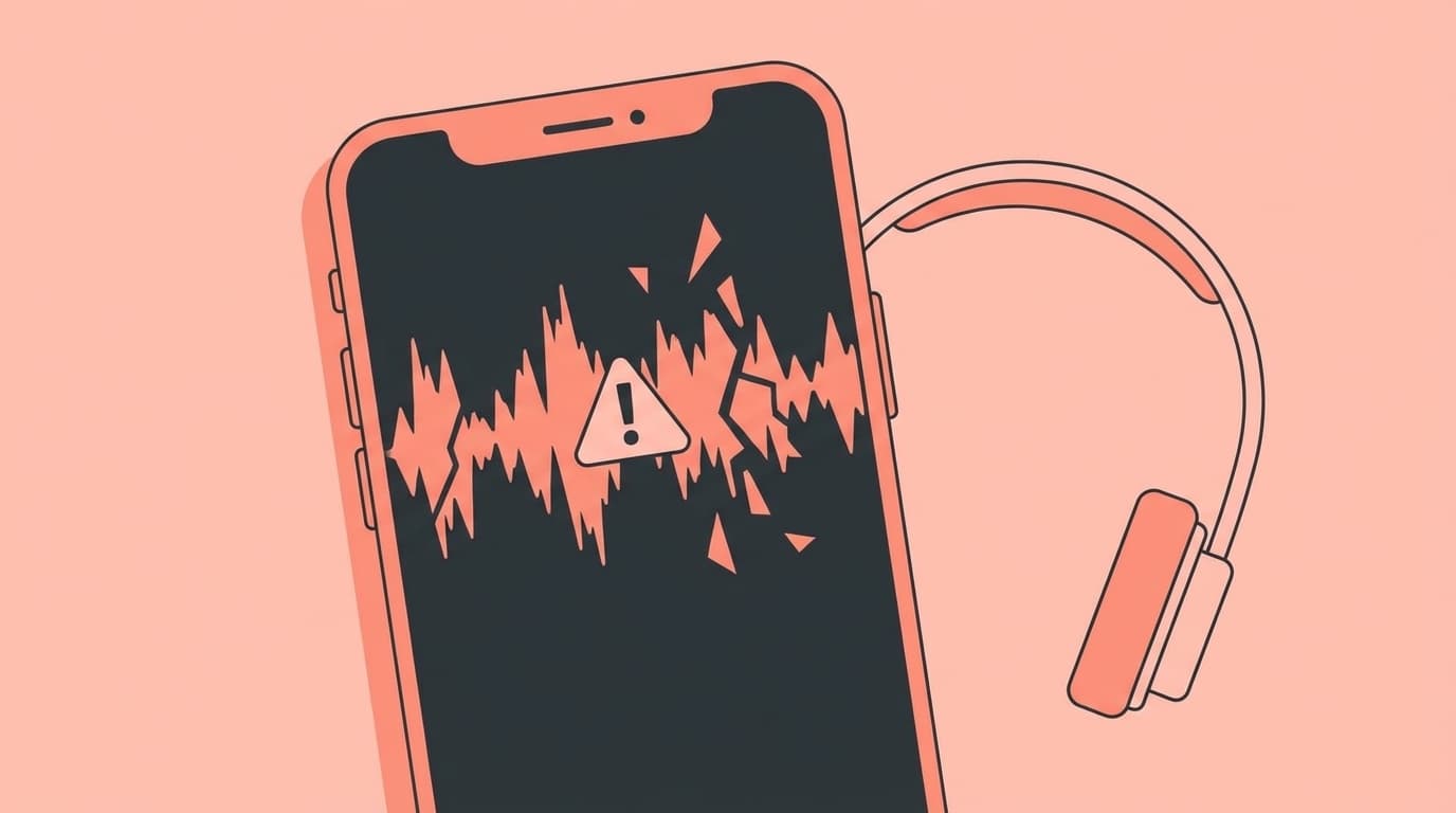 スマートフォンでradikoアプリがエラーを表示している様子のイラスト