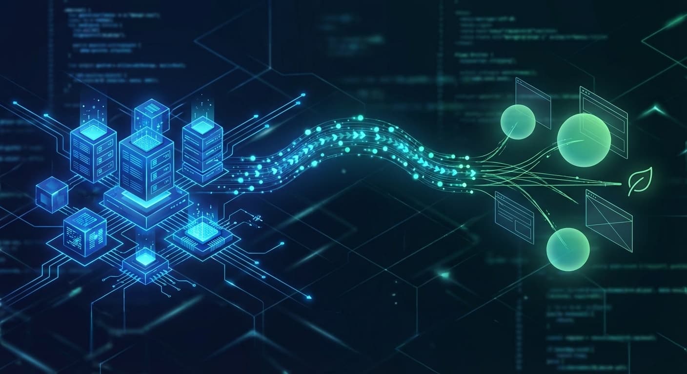 サーバーからクライアントへのデータストリーミングを示す概念図