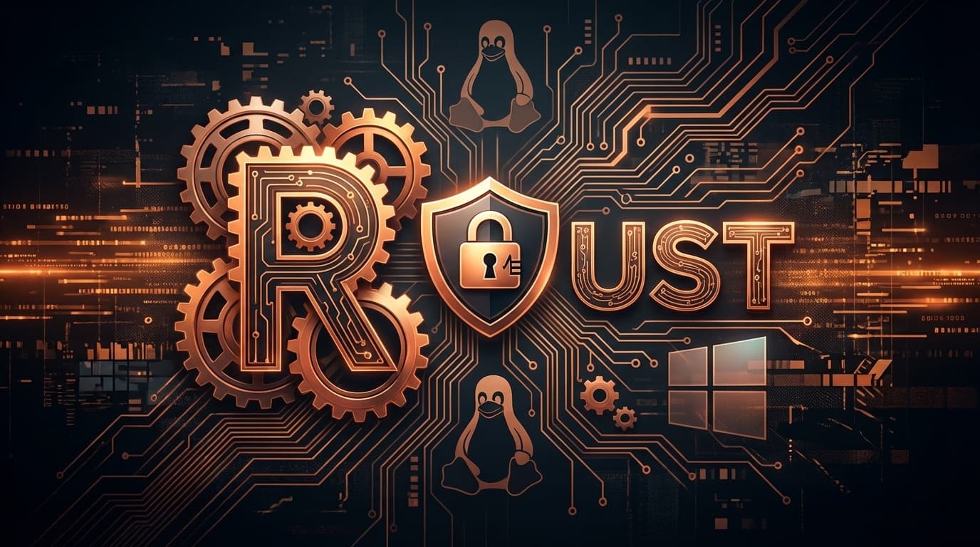 Rust言語の躍進を象徴するメモリ安全性とシステムプログラミングの概念図