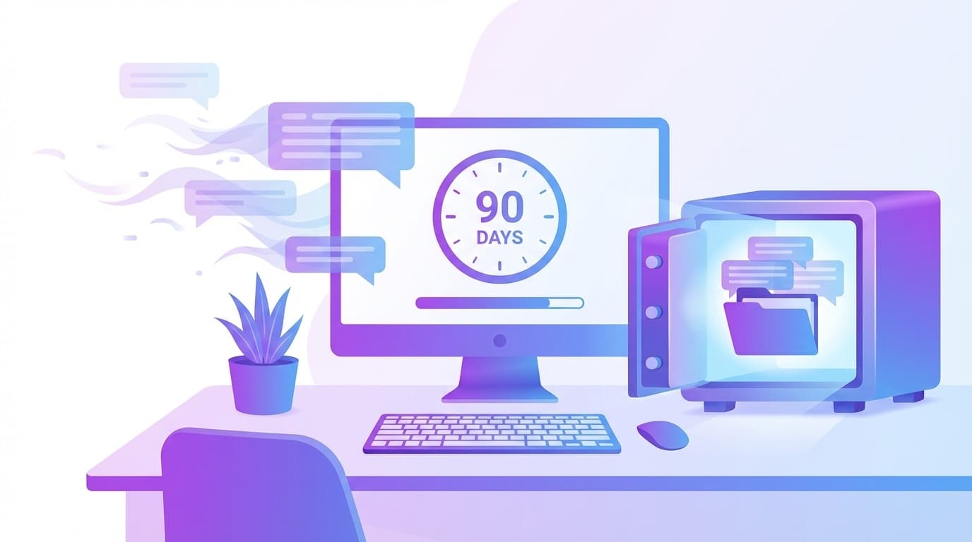 Slackのメッセージが消えていく様子とバックアップのイメージイラスト