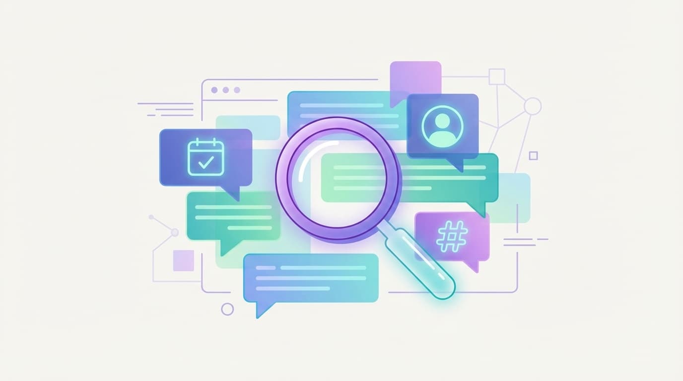 Slackの検索修飾子で過去メッセージを探すイメージイラスト