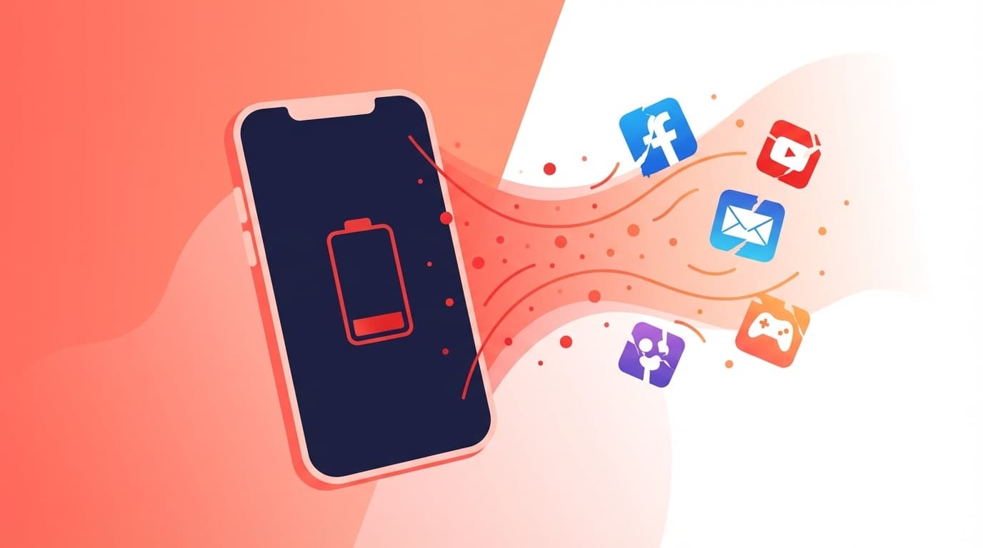 スマホのバッテリー残量が少なくなったイメージイラスト