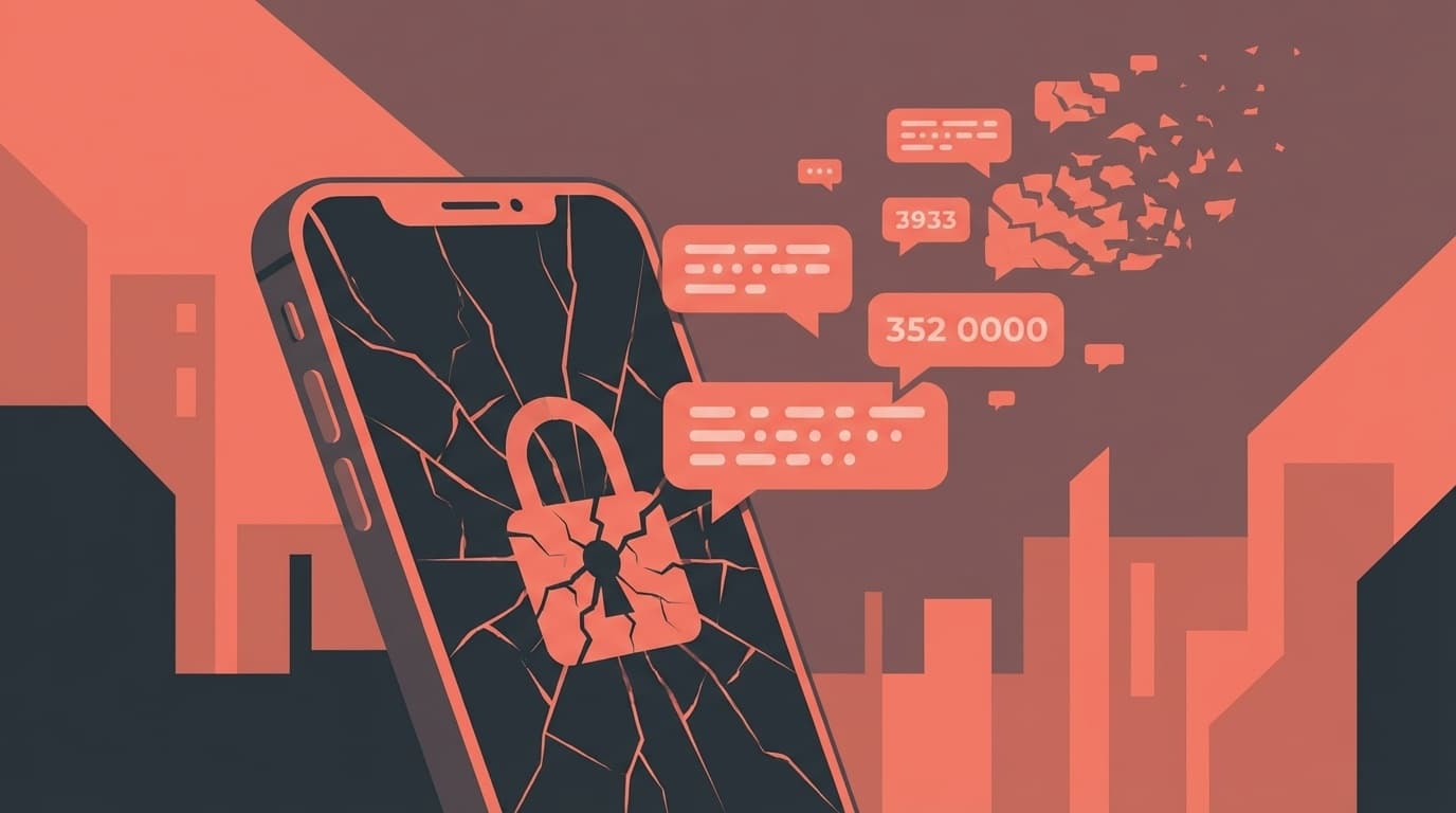 スマホが壊れてSMS認証コードが届かずログインできないイメージイラスト