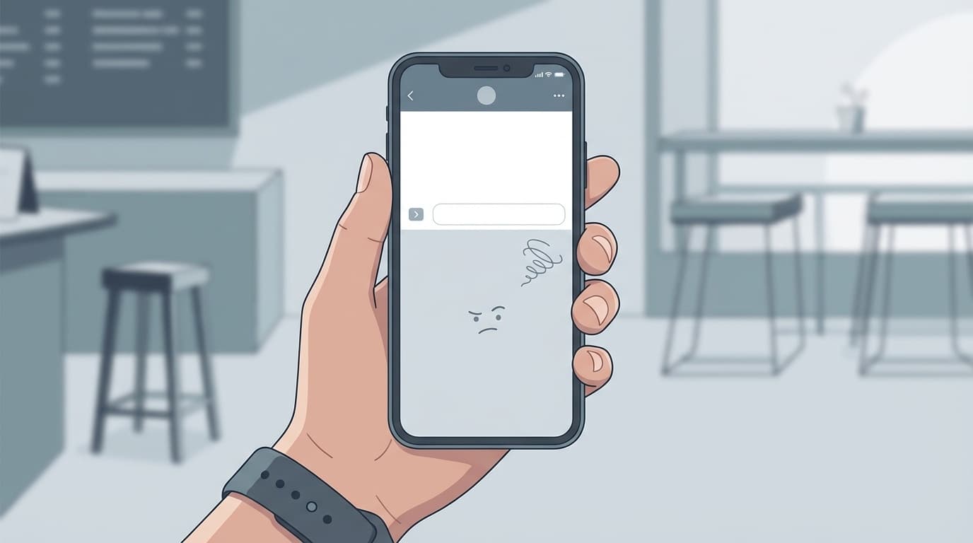 スマホの画面にキーボードが表示されないトラブルのイメージイラスト
