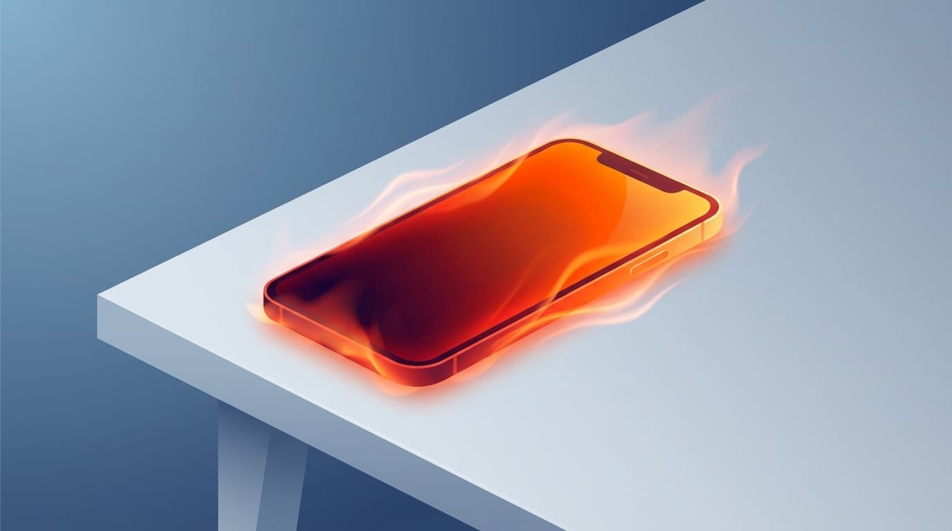 スマホが発熱して赤く光っているイラスト