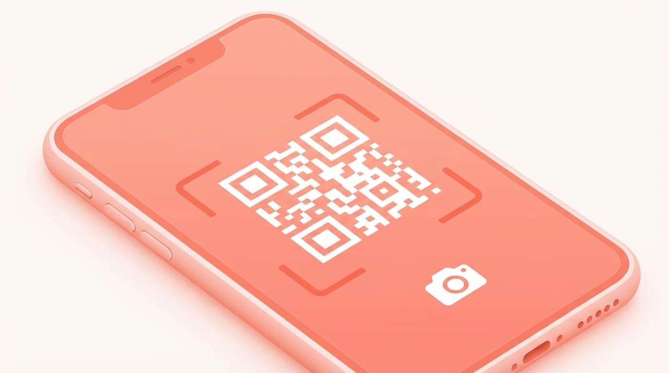 スマホでQRコードを読み取っているイラスト