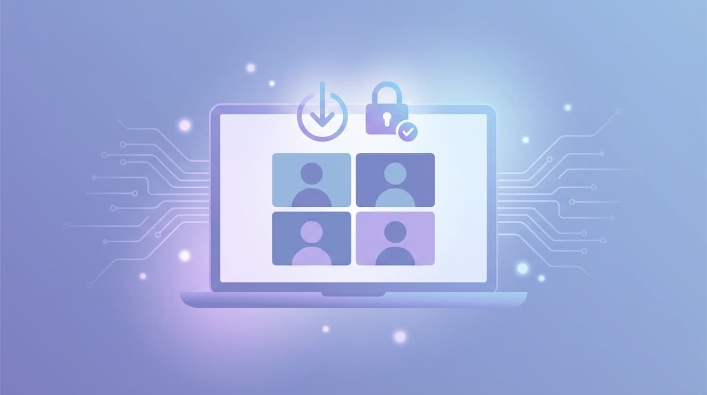 Teams会議の録画と文字起こしのダウンロード権限を表すイラスト