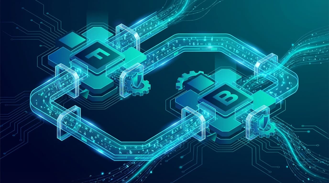 tRPCによる型安全なフルスタック開発のコンセプトイラスト