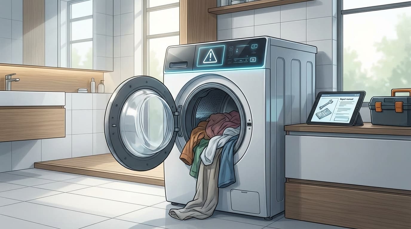 洗濯機のエラー表示と故障の対処法イメージ
