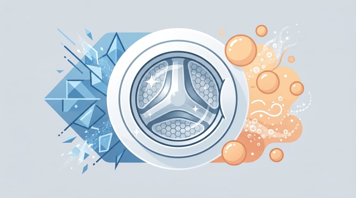 洗濯槽クリーナーの塩素系と酸素系の違いを表すイラスト