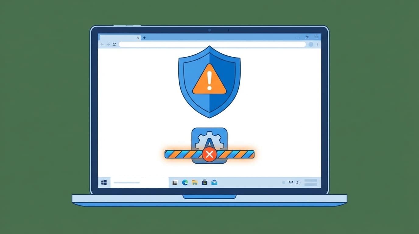 Windowsセキュリティがアプリをブロックしている様子のイラスト