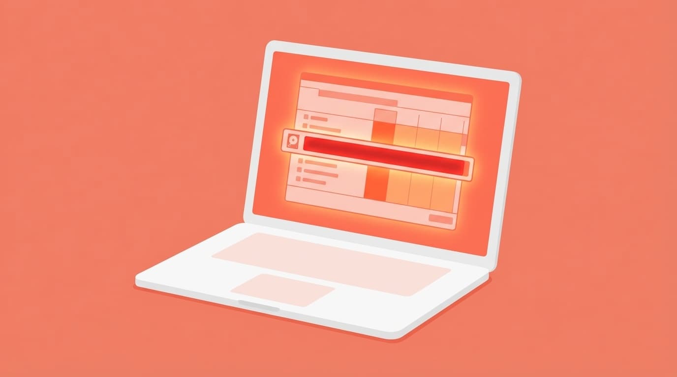 Windows 11のタスクマネージャーでディスク使用率が100%になっている画面のイラスト