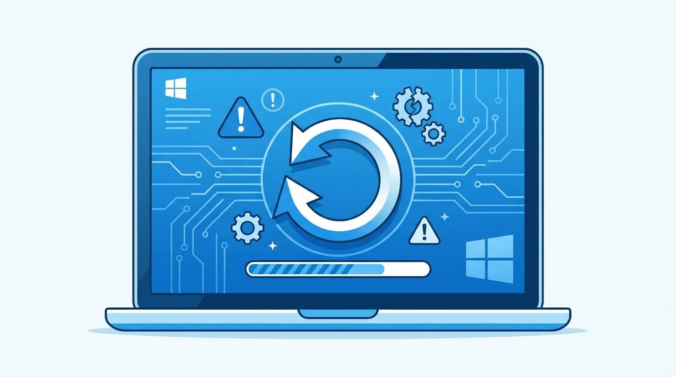 Windows 11の更新プログラムをアンインストールしてロールバックするイメージ