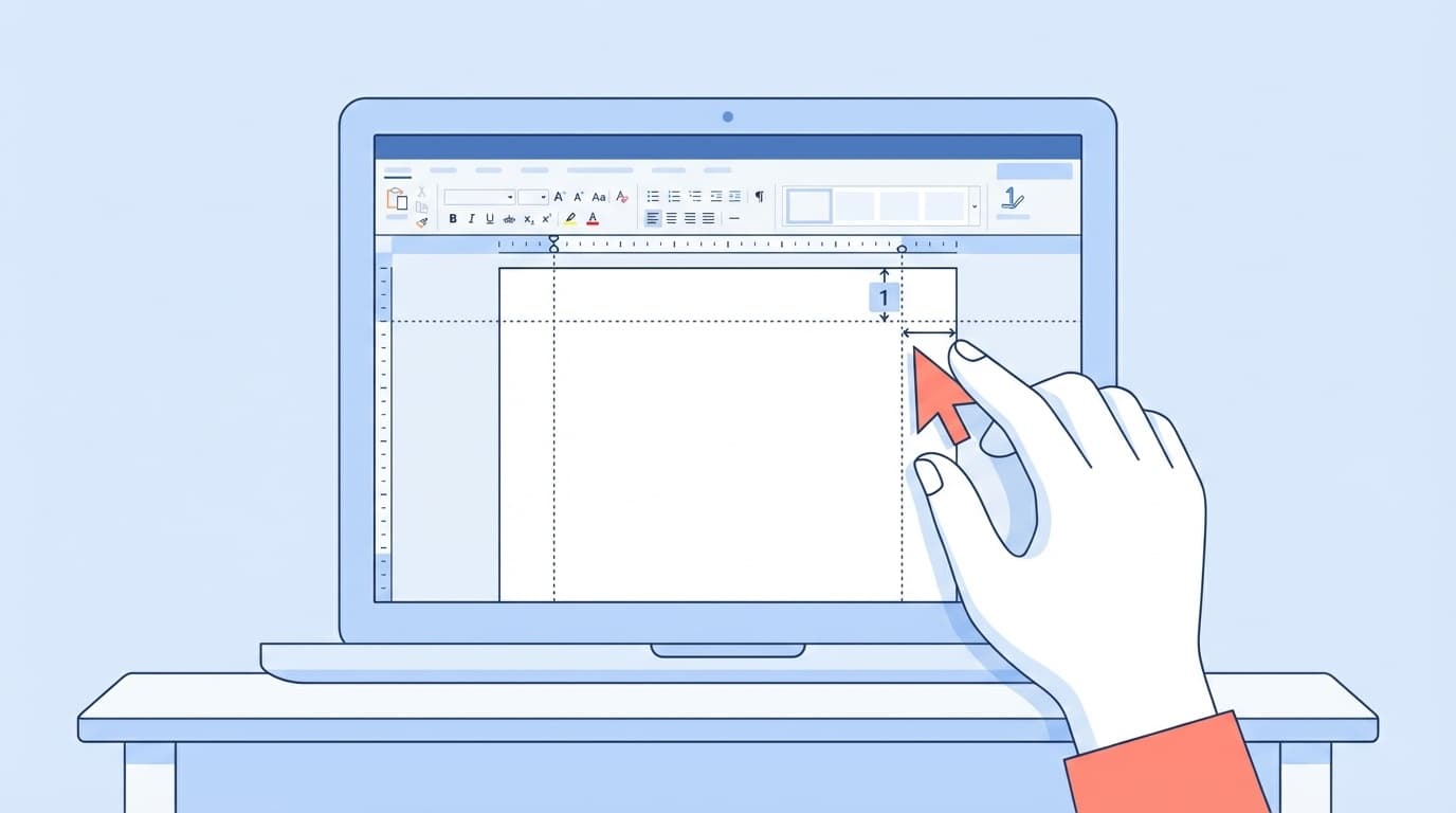 大学レポートのWord書式設定を行うノートPCのイラスト