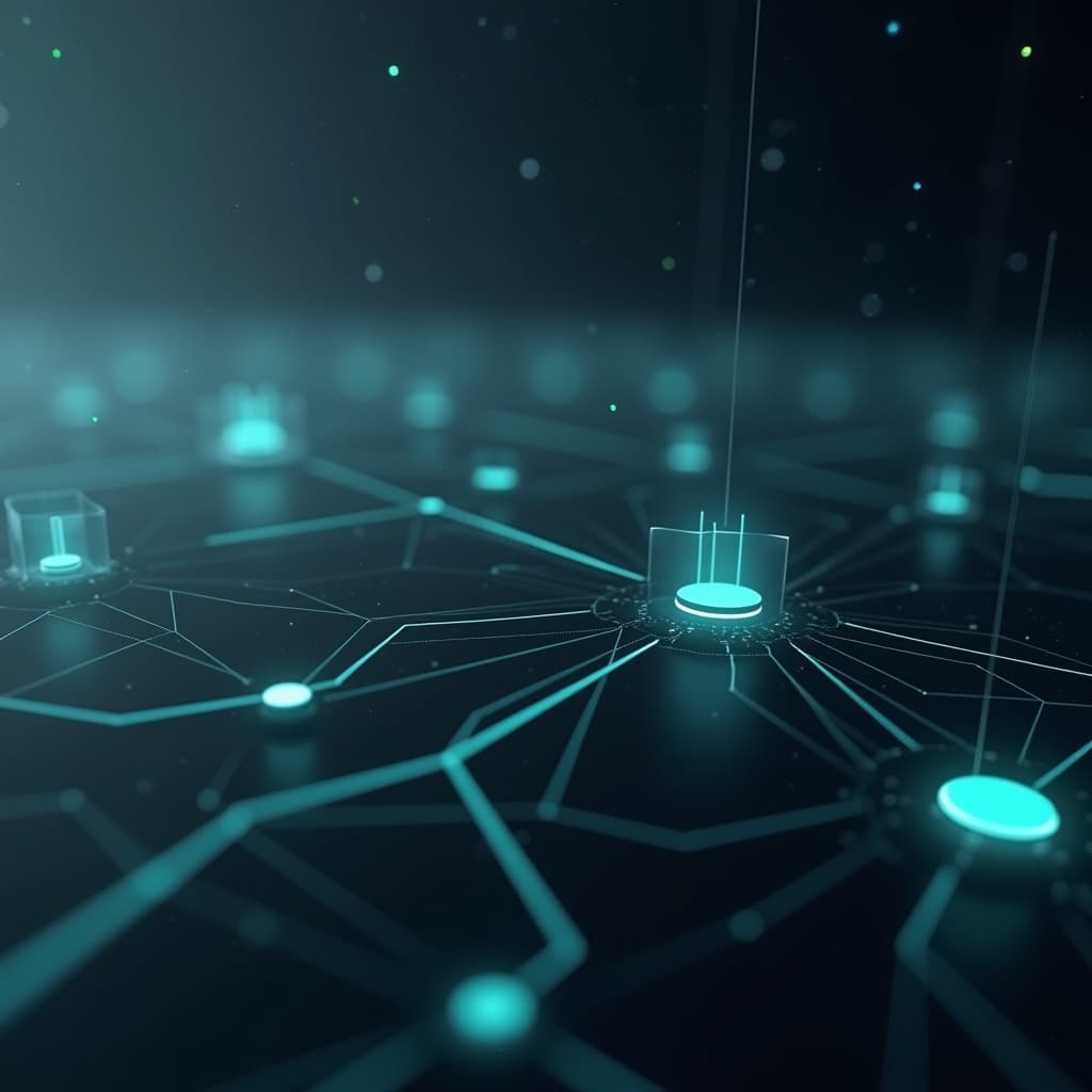 AMI Labs JEPA World Models - LLM一極集中への構造的対抗を象徴する抽象的ビジュアル