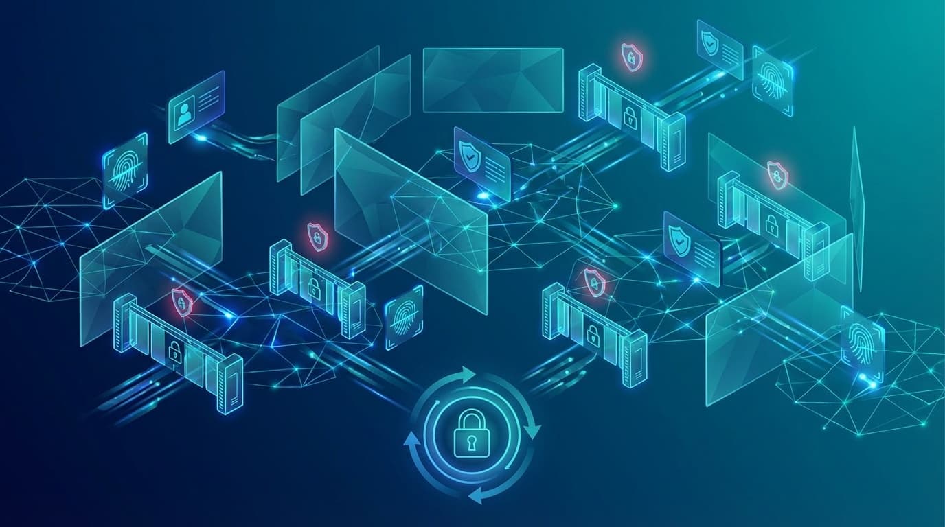 ゼロトラストアーキテクチャの概念を表すセキュリティイラスト