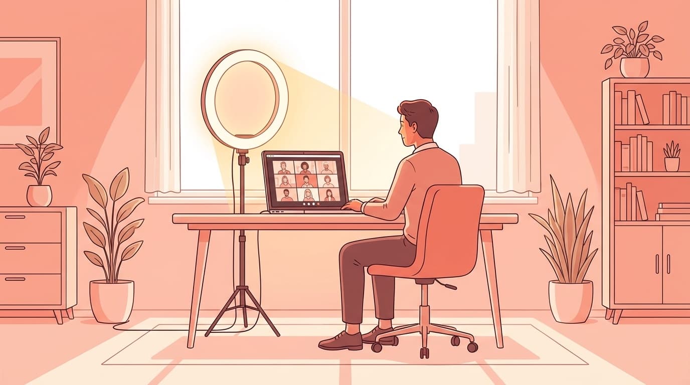 Zoomのオンライン面接で顔の映りを改善する設定方法のイメージ