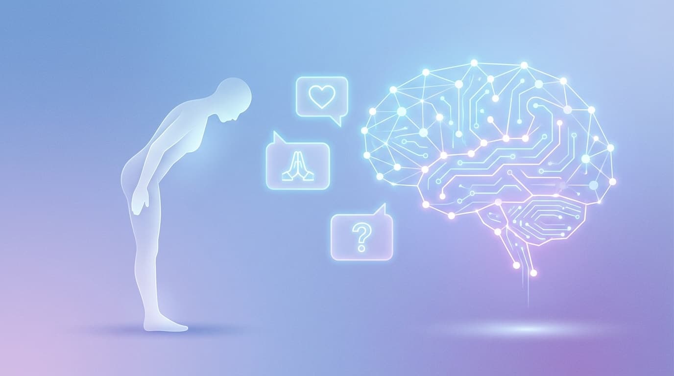 AIと人間のコミュニケーションを表す抽象的なデジタルアート